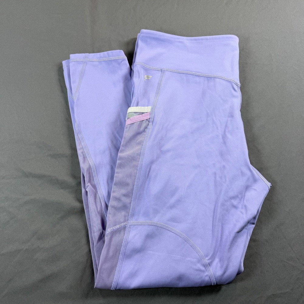 Fabletics Motion365 Purple Mesh Pocket Leggings High Waisted Women Size L